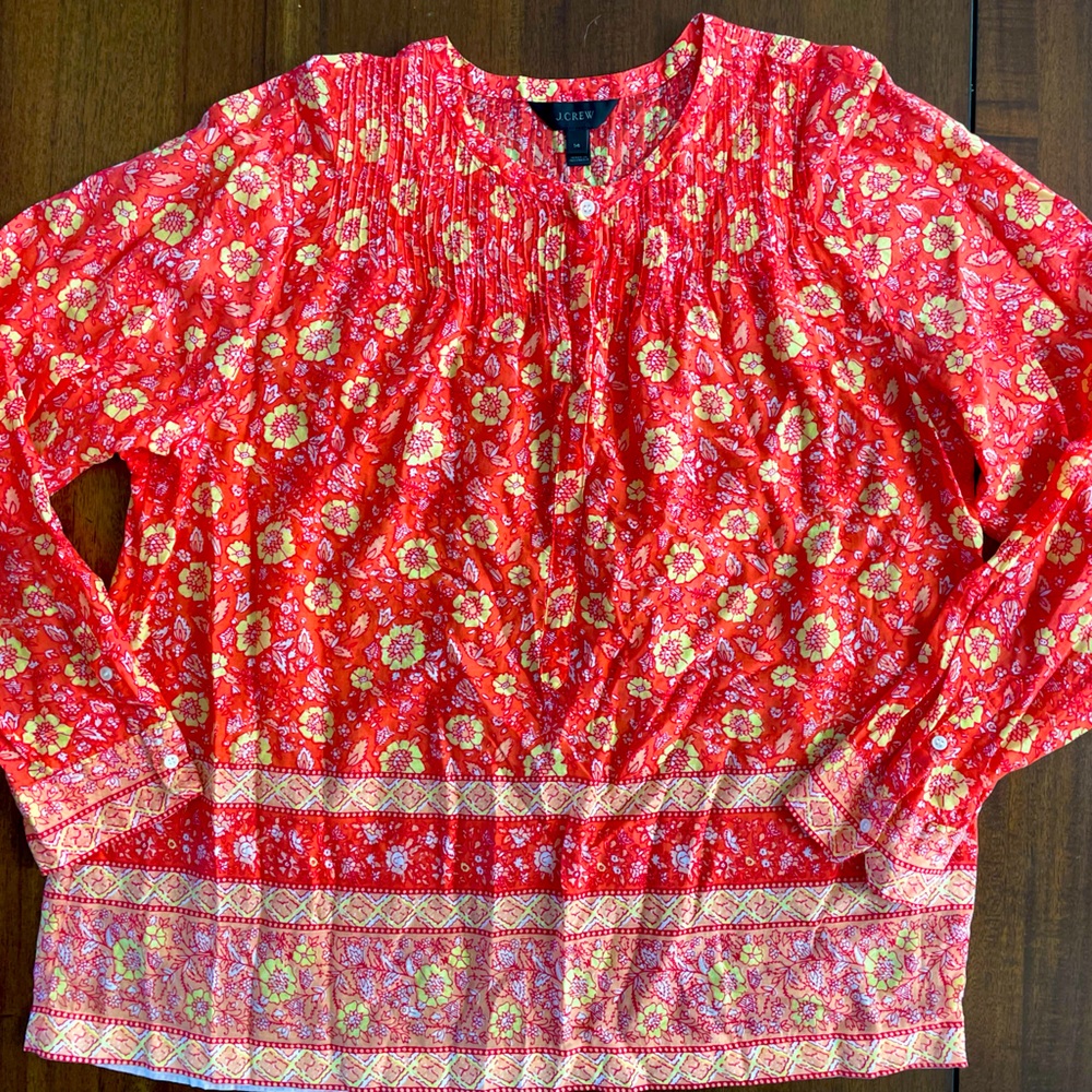 J. CREW Liberty Long Sleeve Blouse Size 14 Women’s